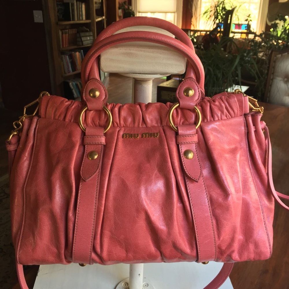 Miu Miu Vitello Lux Rosa Crossbody